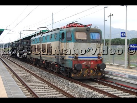 [HD - Treni Merci / Mezzi Militari Esercito Italiano]E656.059+2 Carri Trasporto Militare in transito