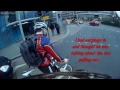 Angry cyclist gives biker a bollocking! 