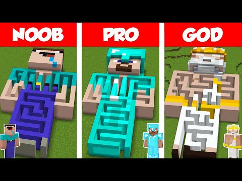 WiederDude - Minecraft NOOB vs PRO vs GOD: STATUE MAZE HOUSE BUILD CHALLENGE in Minecraft / Animation