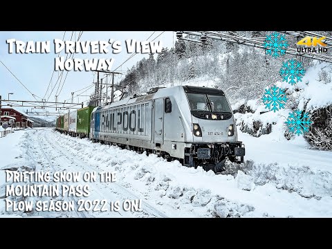 4K CABVIEW: Plow season is on with snow drifts on the mountain pass!