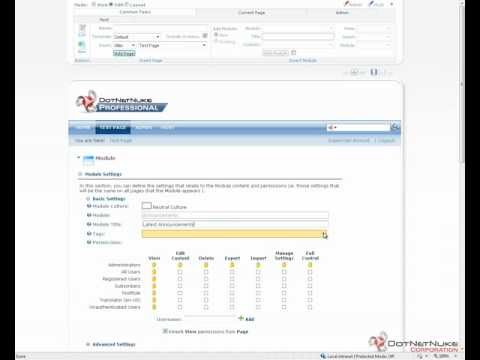 DotNetNuke Module Settings Overview