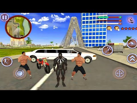 Black Panther Rope Hero Vice Town Crime Simulator - Stealing Limo Car From Mafia - Android Gameplay