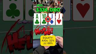 294,000 POT! Sitting Under the Gun with roughly 10BBs, holding $A♣️10♣️$ is a mandatory shove #poker