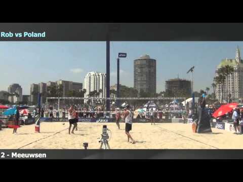 Robert Meeuwsen 11 killblocks agains Poland during World Series of Beachvolleyball in Long Beach