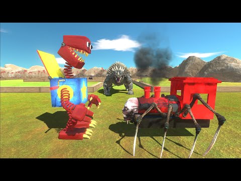 CHOO CHOO CHARLES & BOXY BOO SKY VS ANGUIRUS DEATH RUN  - Animal Revolt Battle Simulator