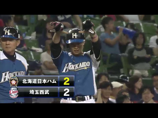 7回表 ファイターズ西川がタイムリー3塁打!! 2-2の同点に追いつく!! 2014/7/2 L-F