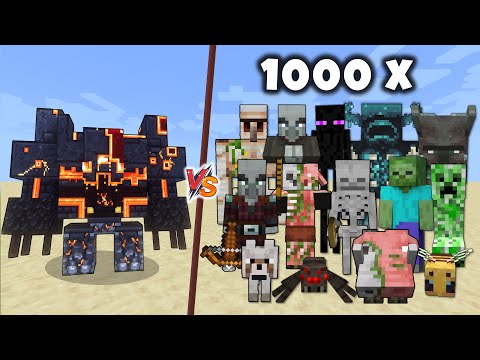 NETHERITE MONSTROSITY vs Minecraft Mobs x1000 - Netherite Monstrosity vs Mobs Army