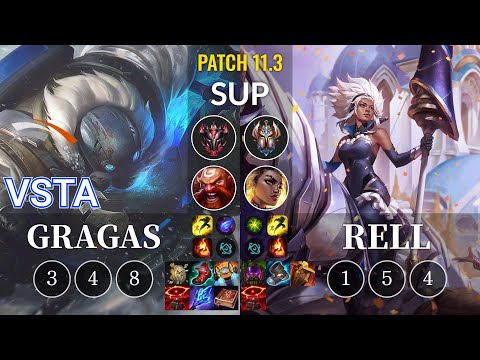 HLE Vsta Gragas vs Rell Sup - KR Patch 11.3