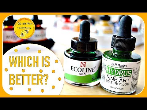 ECOLINE vs. DR. PH. MARTIN's HYDRUS LIQUID WATERCOLOURS- comparison & review- Which is BEST? (2018)