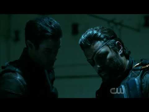 Arrow 6x06 John tells Lily about the drugs/ Oliver & Slade escape