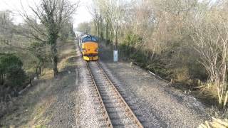 preview picture of video 'Pathfinder Railtour near Garvestone on Mid-Norfolk Railway 8 Mar 2014'