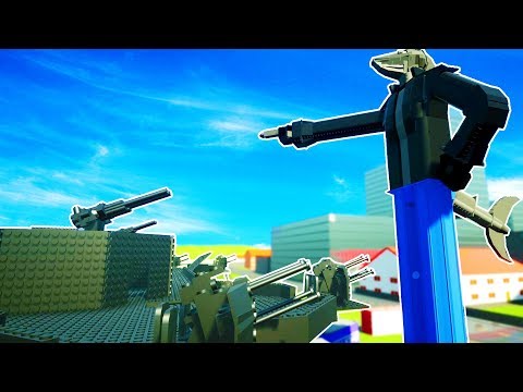 GIANT MECHA SHARK DESTROYED BY HUGE GUN BASE IN BRICKSVILLE - Brick Rigs Workshop Creations Gameplay