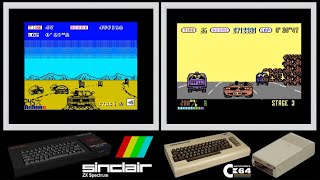 ZX Spectrum vs C64 : OUT RUN (Side by side comparison)