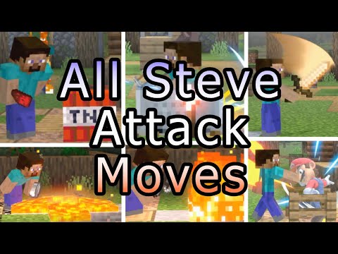 Minecraft Steve All Attack Moves Gameplay Super Smash Bros. Ultimate