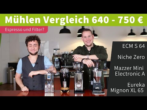 Espressomühlen Vergleich: Eureka XL, Niche, Mazzer Mini, ECM S64