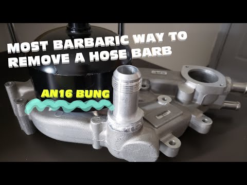 How to remove an LS Water Pump Hose Barb / Water Neck + AN16 Phenix Industries Weld Bung Install