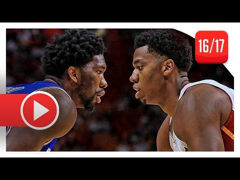 Joel Embiid vs Hassan Whiteside BIG MEN Duel Highlights (2016.10.21) 76ers vs Heat - SICK!
