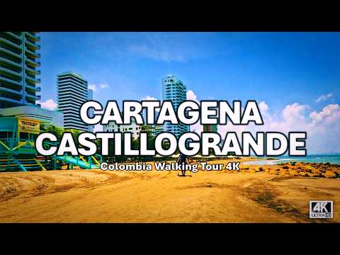 CARTAGENA 🇨🇴 | Recorrido por las playas: Hilton → El Laguito → Castillogrande | Walking Tour 4K