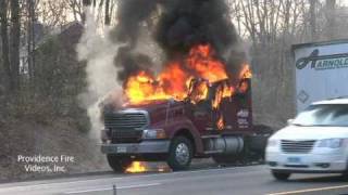 preview picture of video 'Tractor trailer fire in Uxbridge, Massachusetts'