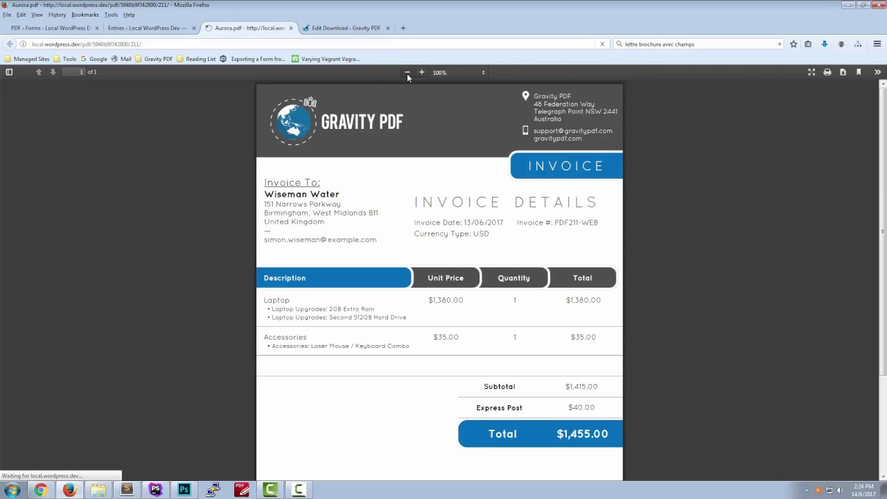 Invoice Aurora – A vibrant invoice template for Gravity Forms
