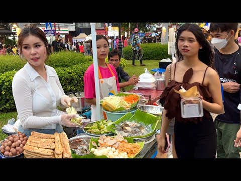 Hidden! Popular Place Cambodian STREET FOOD Tour - Walking at Phnom Penh Riverside Market 2025