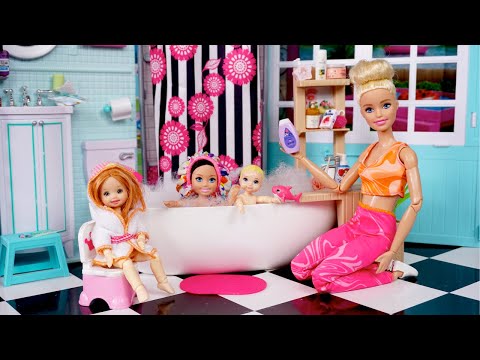Barbie & Ken Doll Family After School Night Routine