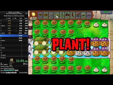 Plants vs. Zombies Survival Endless (20 flags) in 44:39