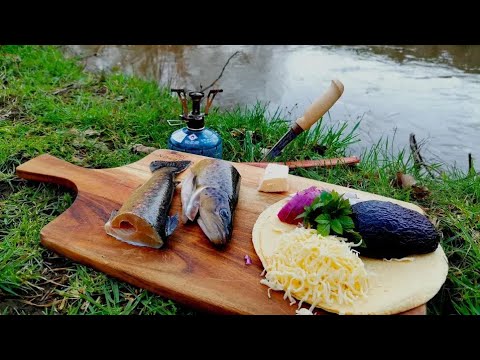 Trout fishing on the stream / Catch and Cook