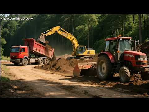 Compilation of excavator dump truck and tractor playing in the sand - Toy car story #TruckingLife