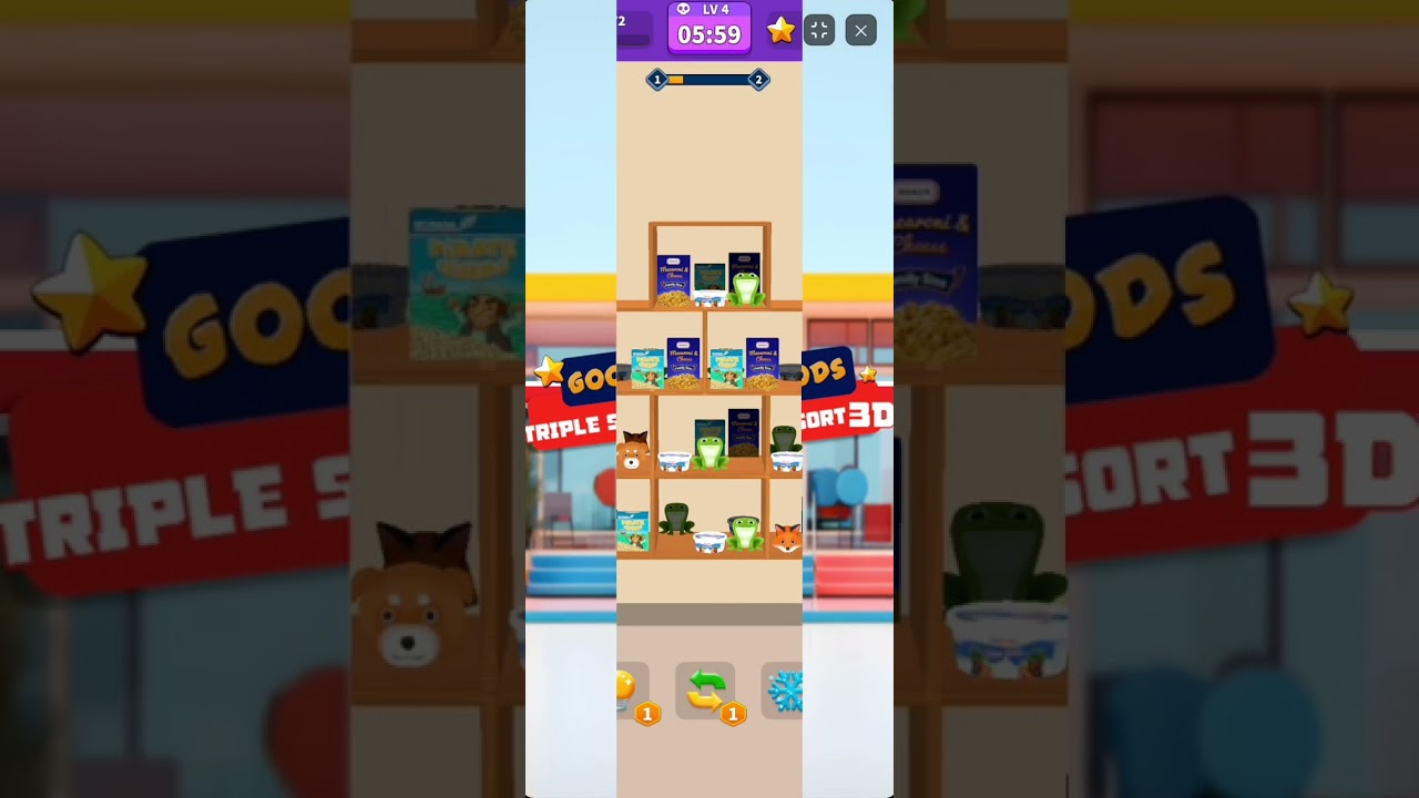 Goods Triple Sort gameplay video demonstrating the Transfer Grid technique and item sorting