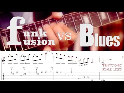 Funk (Fusion) vs Blues - Pentatonic Licks | GuitarLessontv