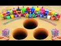 Experiment Giant Coca Cola Fanta Mtn Dew Chupa Chups Sprite Vs Mentos In 3 Underground Pits