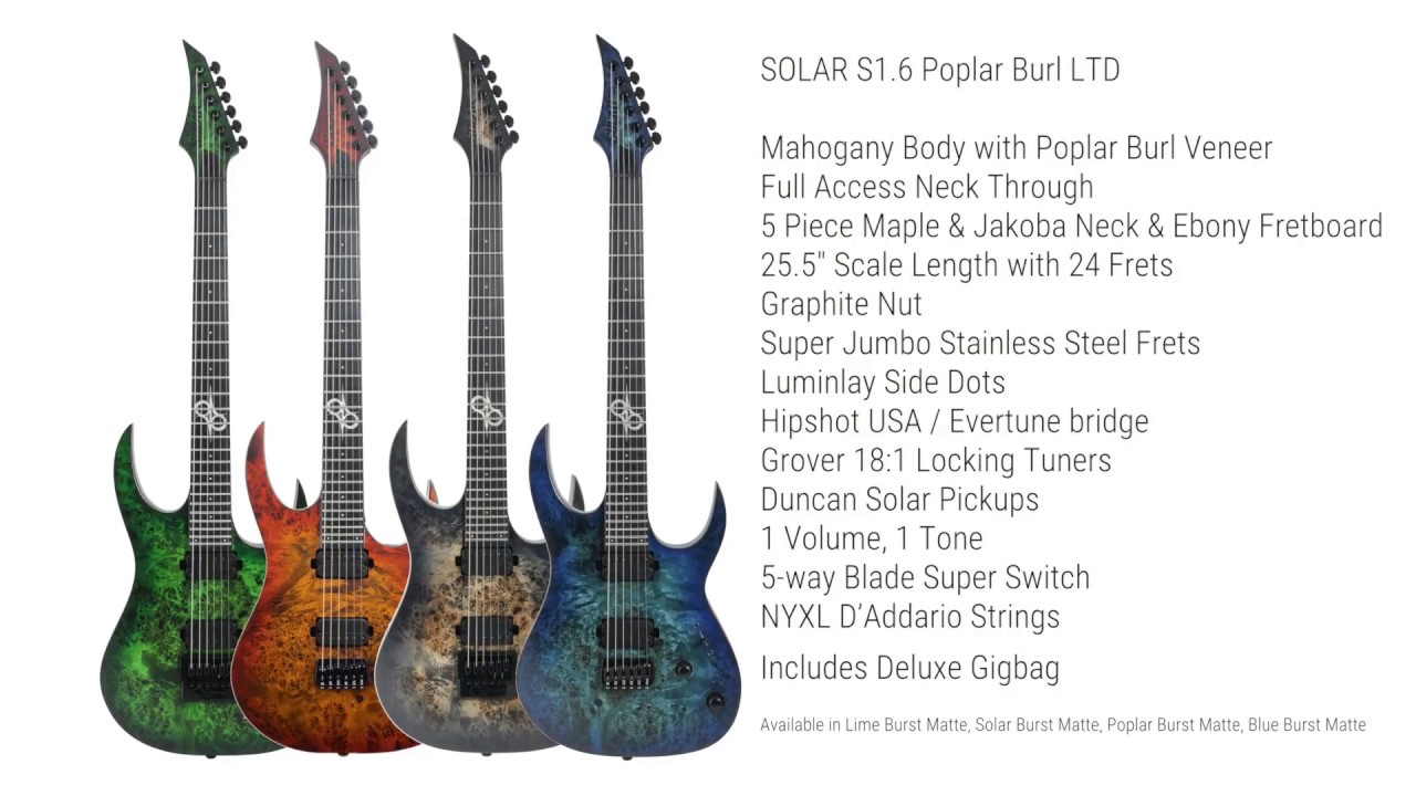 Solar S1.6HLB Electric Guitar - Lime Burst Matte