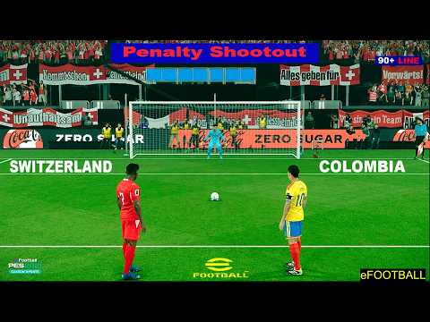 eFootball 2021 SWITZERLAND vs COLOMBIA. Video Game Simulation - Penalty Shootout.