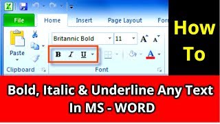 How to Bold Italic & underline any Text in Ms word | Free Computer Tutorial in Hindi | 2018