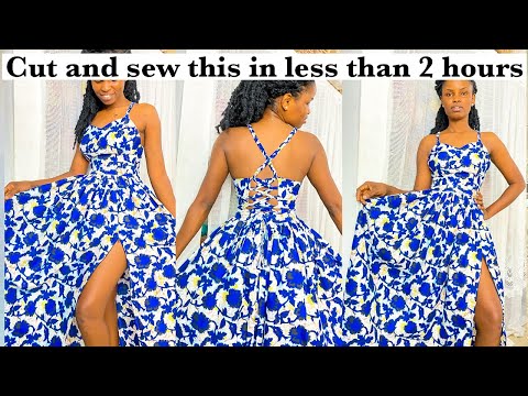 Easy dress sewing tutorial 🔥(maxi dress cutting and sewing)