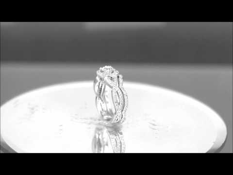 14k White Gold Round Cut Diamond Engagement Ring And Band Prong Set - ASW - 763N