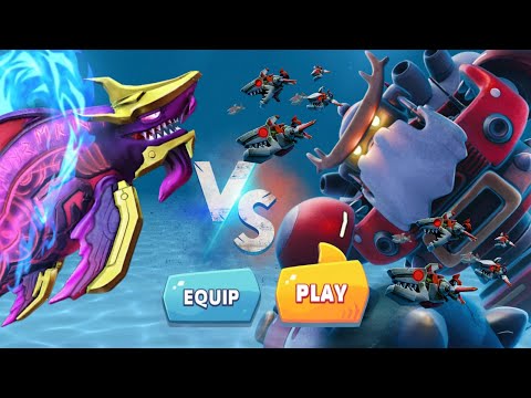 NEW GIANT MONSTER ABYSSAL SHARK VS MECHA CLAUS BOSS LIVE EVENT - Hungry Shark World