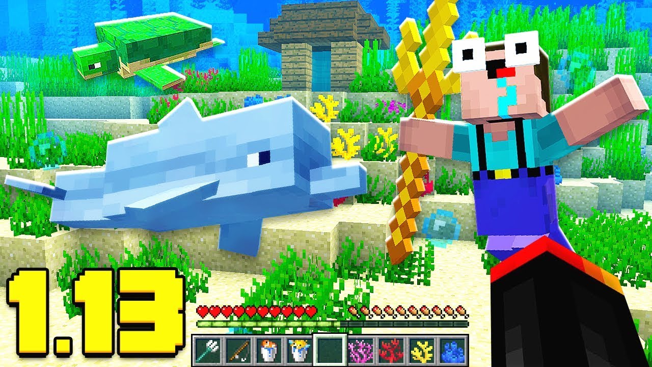 NEW MOBS / OCEAN RUINS / WEAPONS IN MINECRAFT 1.13 AQUATIC 