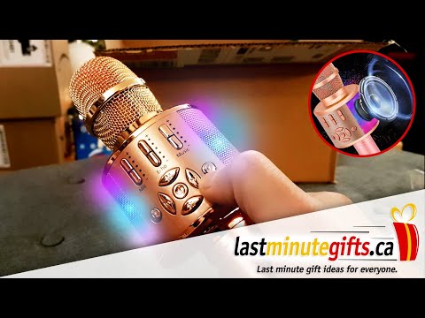 BONAOK Karaoke Microphone with Bluetooth and Colorful LED Lights - ‎Rose Gold Plus - Amazon Unboxing