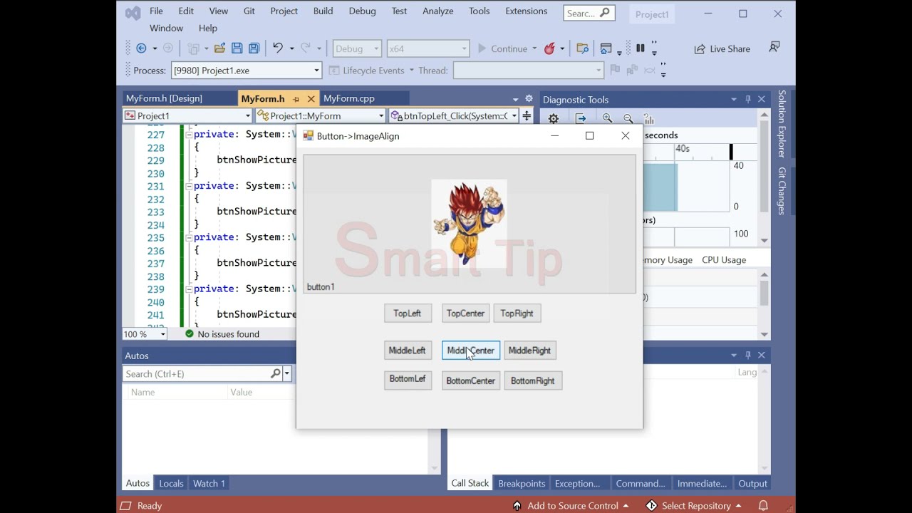 c++/cli windows forms (button ImageAlign) visual c++ Windows Form Clr Cli 2022) visual studio code