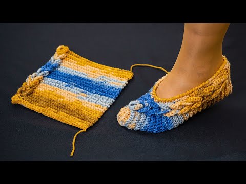 How to crochet easy slippers from a rectangle!