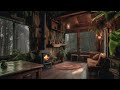 Cozy Treehouse | Rain Sounds, Thunder & Crackling Fireplace in Forest | Summer Rain Sounds for Sleep