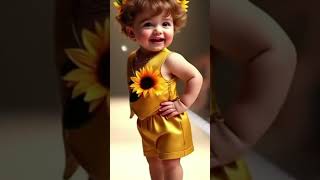 Adorable baby prince walking with sunflowe and butterflies! 🌻👶✨#babygiggles #viral #funny