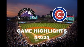 Chicago Cubs vs Colorado Rockies Highlights 4/3/24