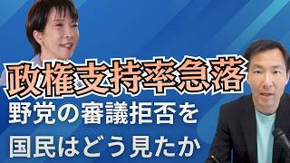 高市政権支持率急落で参政党は上昇！国民は審議拒否と寝てないアピールをどう見たか