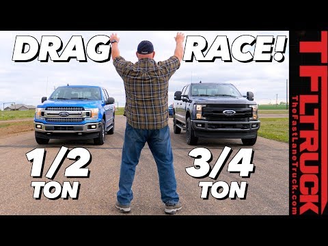 What's The Quickest Ford Truck? F-150 5.0L vs 2.7L vs F-250 Diesel Drag Race Extravaganza!