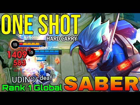 One Shot Saber Hard Carry - Top 1 Global Saber by UDINツ ᵈᵉᵃᶠ - Mobile Legends