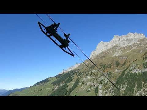 Aesch - Oberalp Luftseilbahn Talfahrt 2022 Seilbahn cable car in Unterschächen Äsch