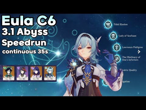 Eula C6 3.1 Spiral Abyss Speedrun continuous 35s